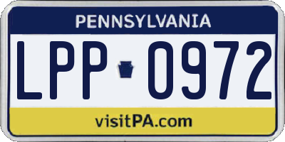 PA license plate LPP0972