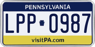 PA license plate LPP0987