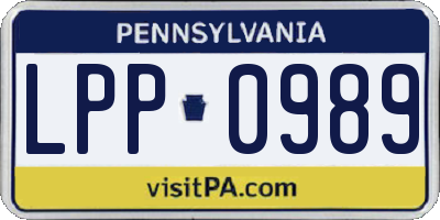 PA license plate LPP0989