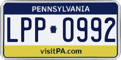 PA license plate LPP0992