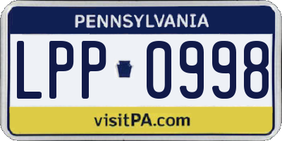 PA license plate LPP0998