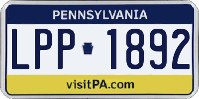 PA license plate LPP1892