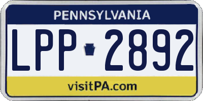 PA license plate LPP2892