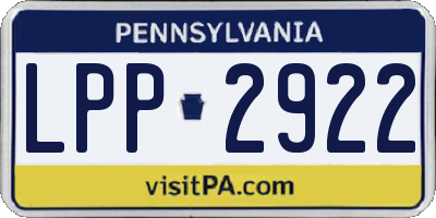 PA license plate LPP2922