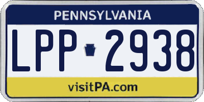 PA license plate LPP2938