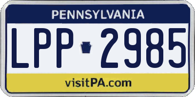 PA license plate LPP2985