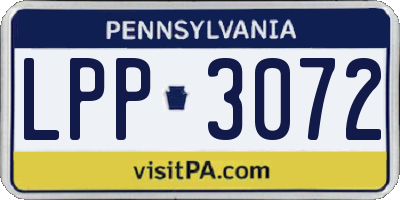 PA license plate LPP3072
