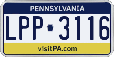 PA license plate LPP3116