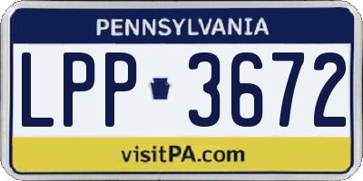 PA license plate LPP3672