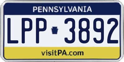 PA license plate LPP3892