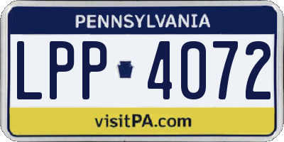 PA license plate LPP4072