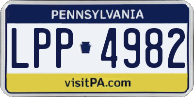 PA license plate LPP4982