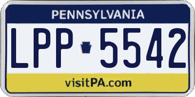PA license plate LPP5542
