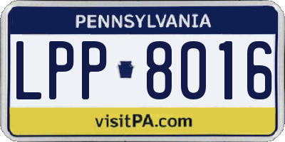 PA license plate LPP8016
