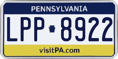 PA license plate LPP8922