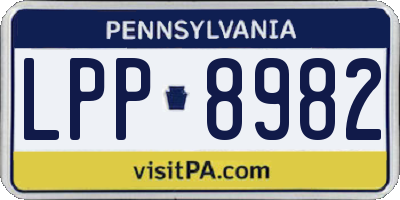 PA license plate LPP8982