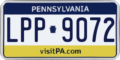 PA license plate LPP9072