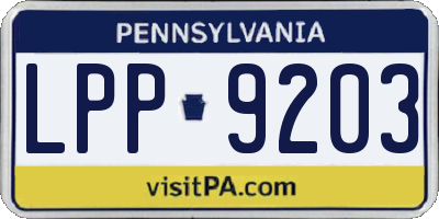 PA license plate LPP9203