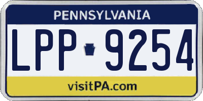 PA license plate LPP9254
