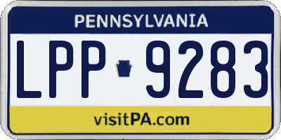 PA license plate LPP9283