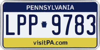 PA license plate LPP9783