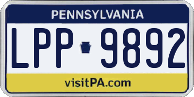 PA license plate LPP9892