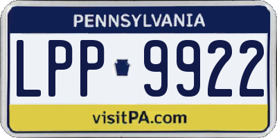 PA license plate LPP9922