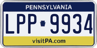 PA license plate LPP9934