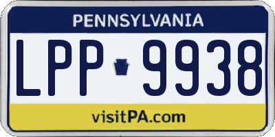 PA license plate LPP9938