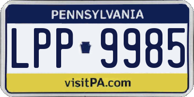 PA license plate LPP9985