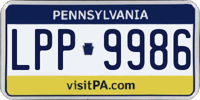 PA license plate LPP9986