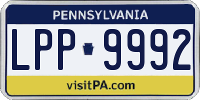 PA license plate LPP9992