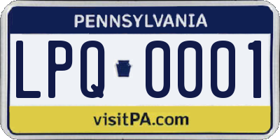 PA license plate LPQ0001