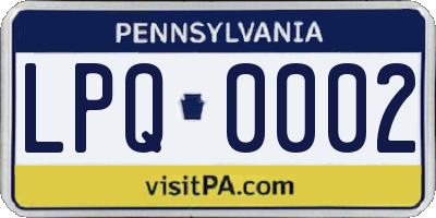 PA license plate LPQ0002