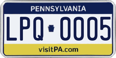 PA license plate LPQ0005