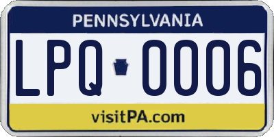PA license plate LPQ0006