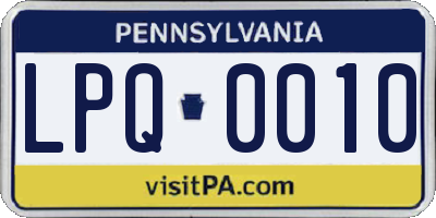 PA license plate LPQ0010