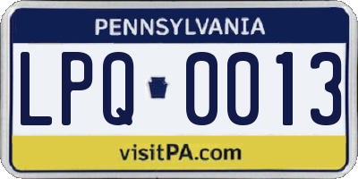 PA license plate LPQ0013