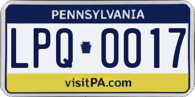 PA license plate LPQ0017