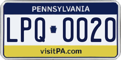 PA license plate LPQ0020