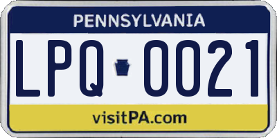 PA license plate LPQ0021