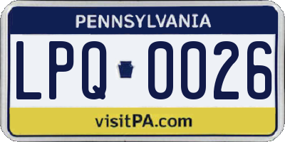 PA license plate LPQ0026
