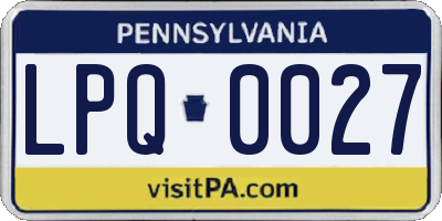 PA license plate LPQ0027