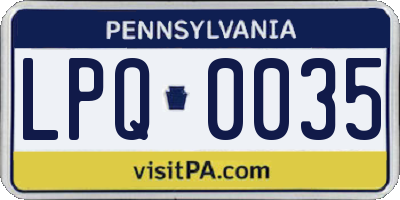 PA license plate LPQ0035