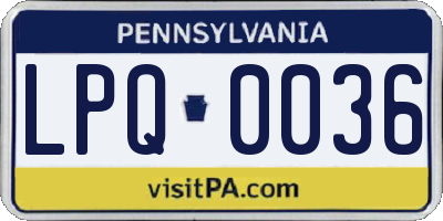 PA license plate LPQ0036