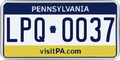PA license plate LPQ0037