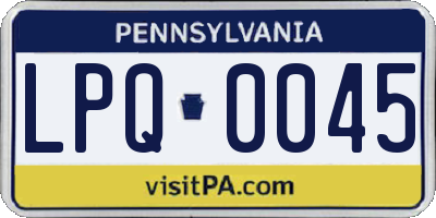 PA license plate LPQ0045