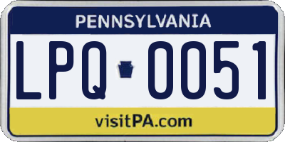 PA license plate LPQ0051