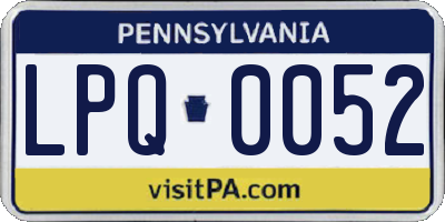 PA license plate LPQ0052