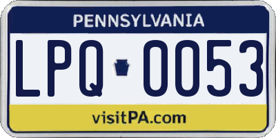 PA license plate LPQ0053